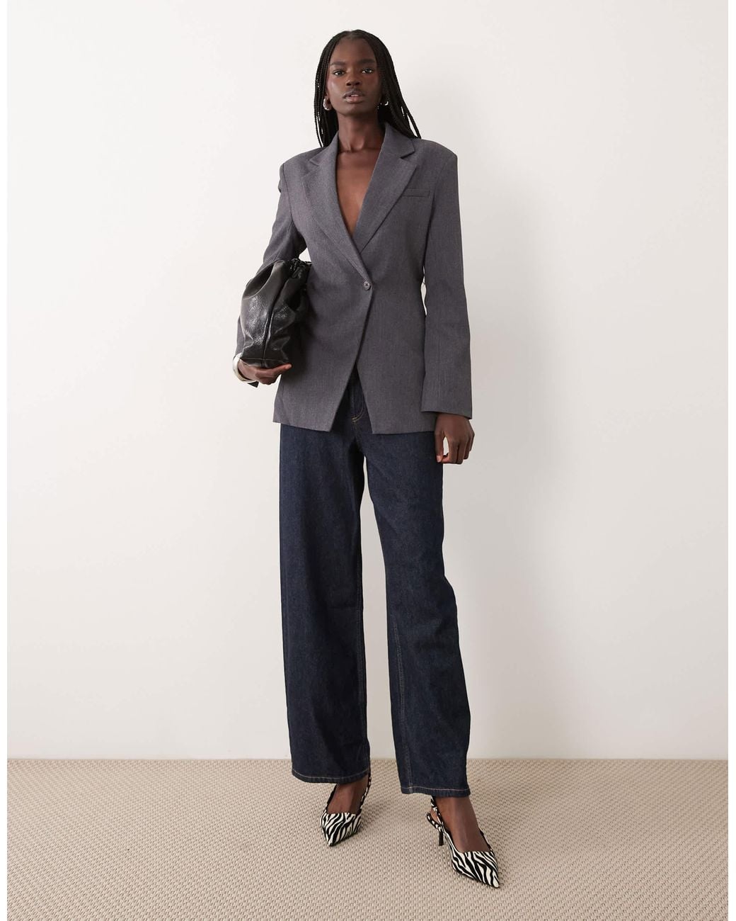 Jdy Gray Fitted Tailored Blazer Set