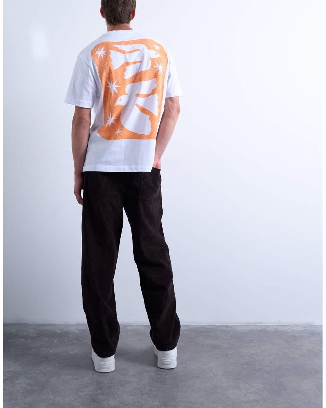 Topman White Cord Taper Leg Pants for men