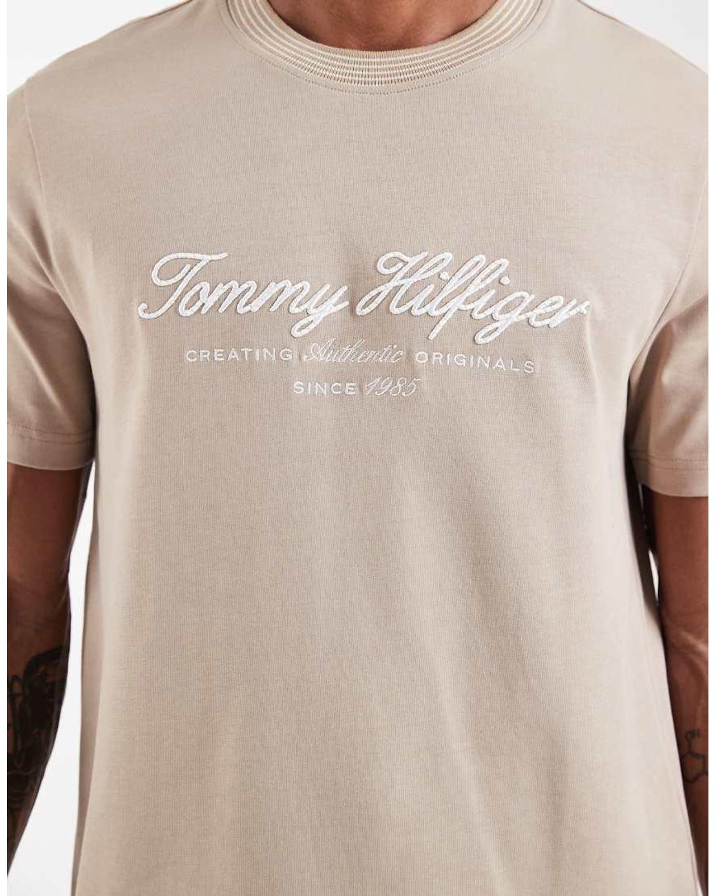 Tommy Hilfiger White Nautical Tipped Collar T-shirt for men