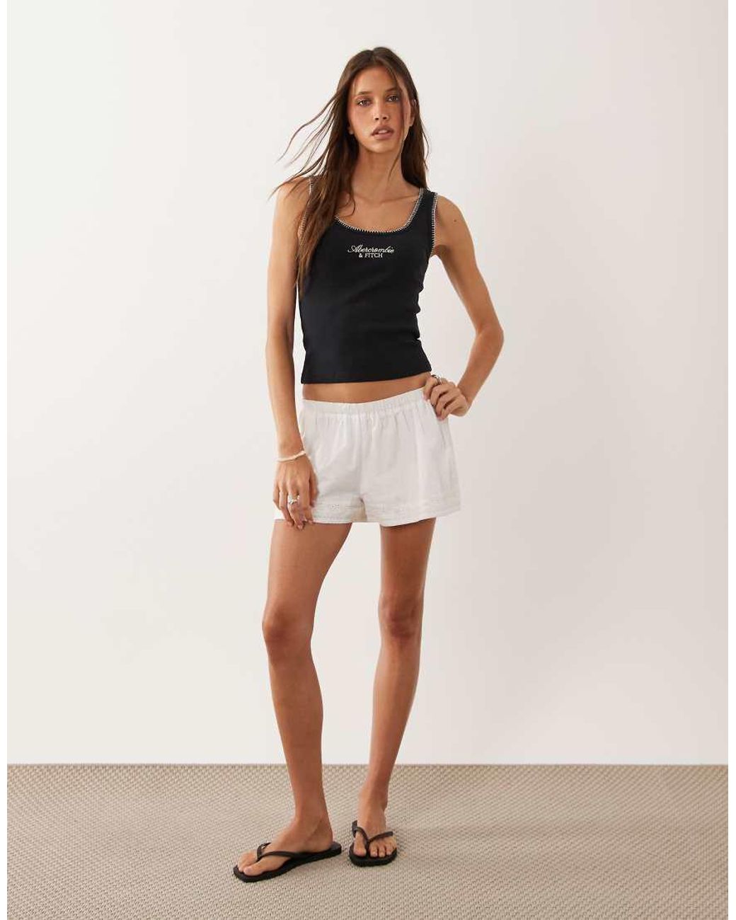 Abercrombie & Fitch Black Logo Scoop Neck Tank Top