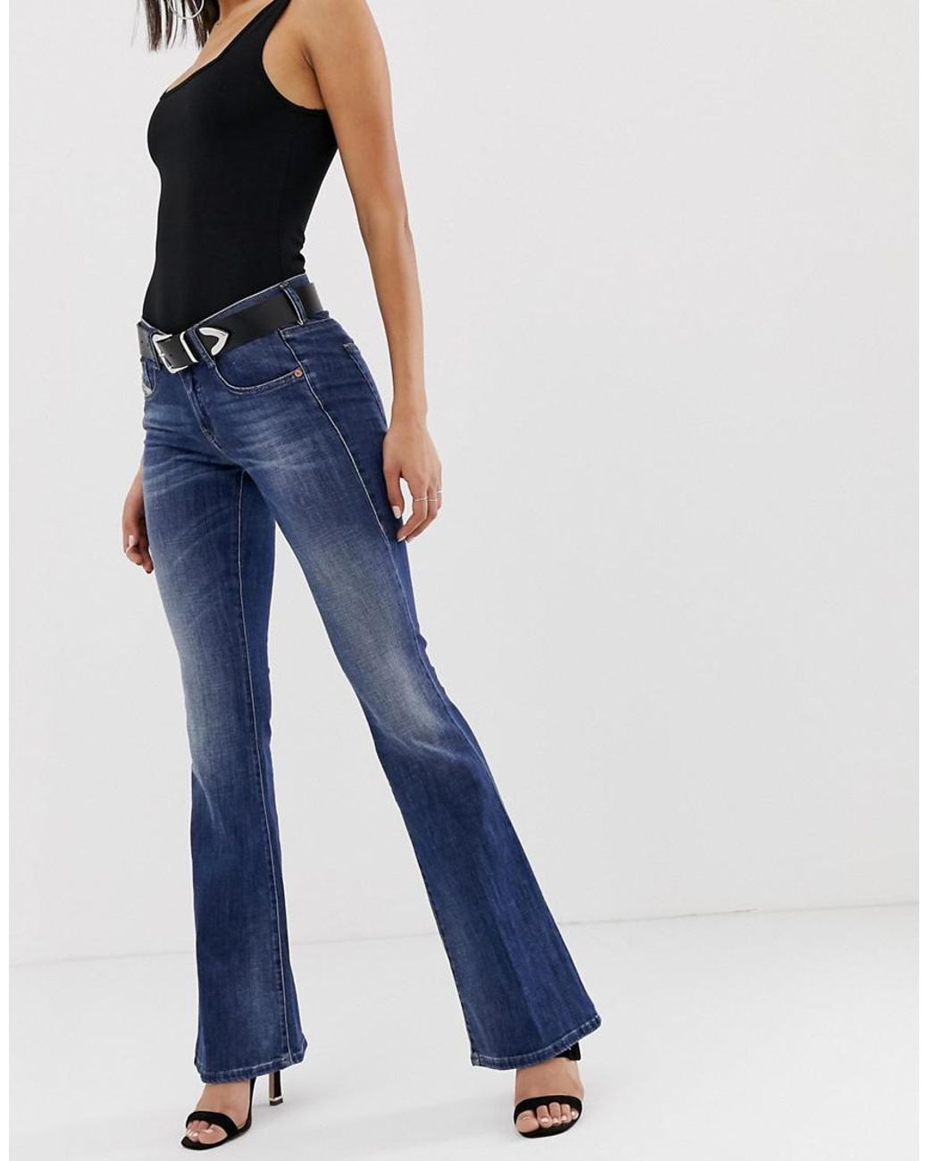 DIESEL Denim Mid Rise Flare Jean in 