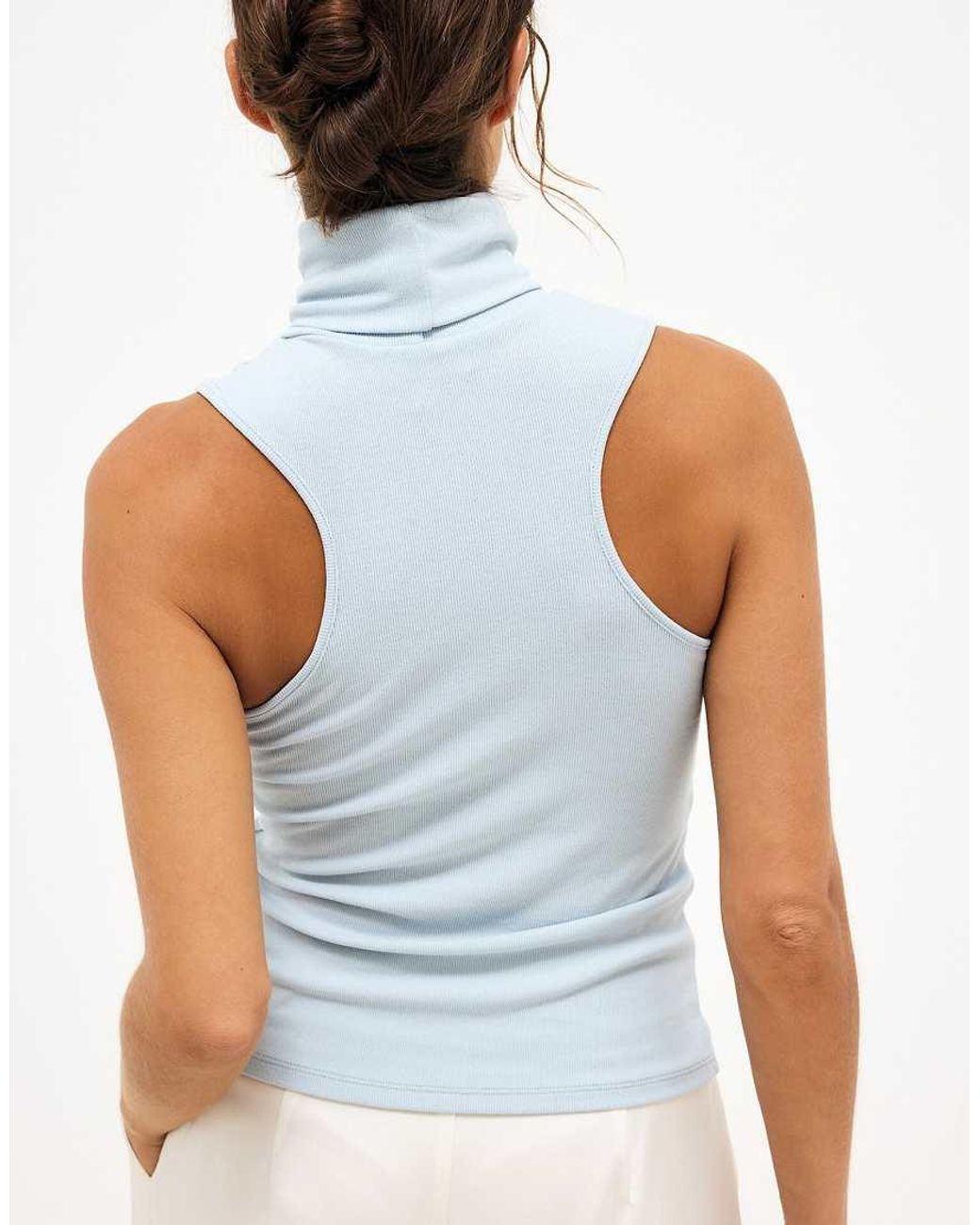 NA-KD Blue Sleeveless Polo Jersey Top
