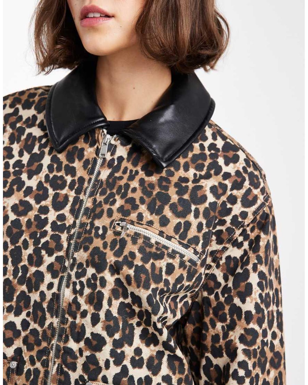 ONLY Black Quilted Canvas Jacket With Faux Leather Collar