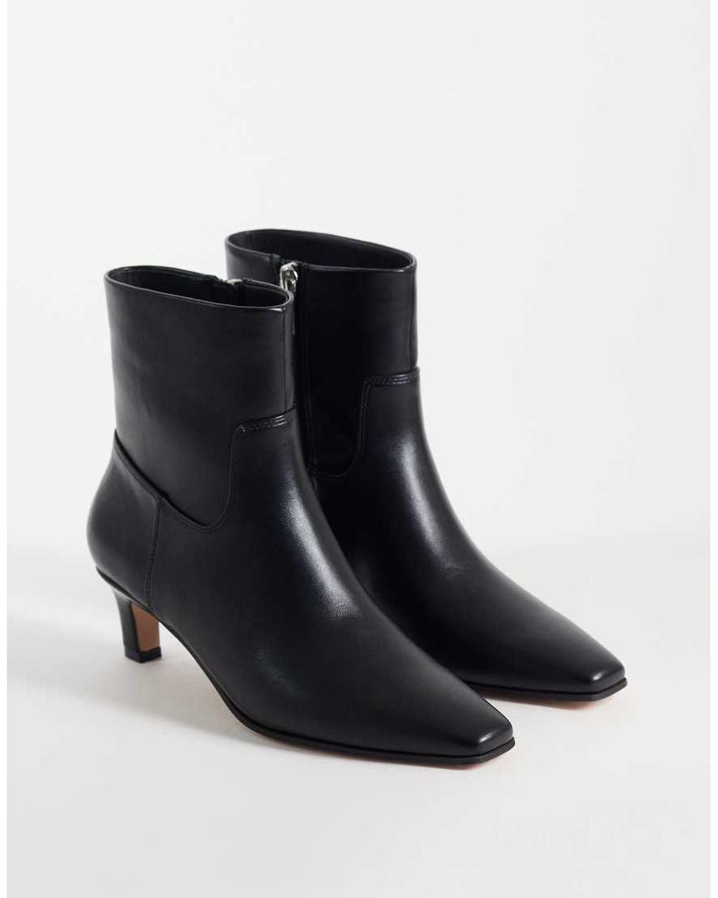 Steve Madden Black Davis Kitten Heel Mid Ankle Boots