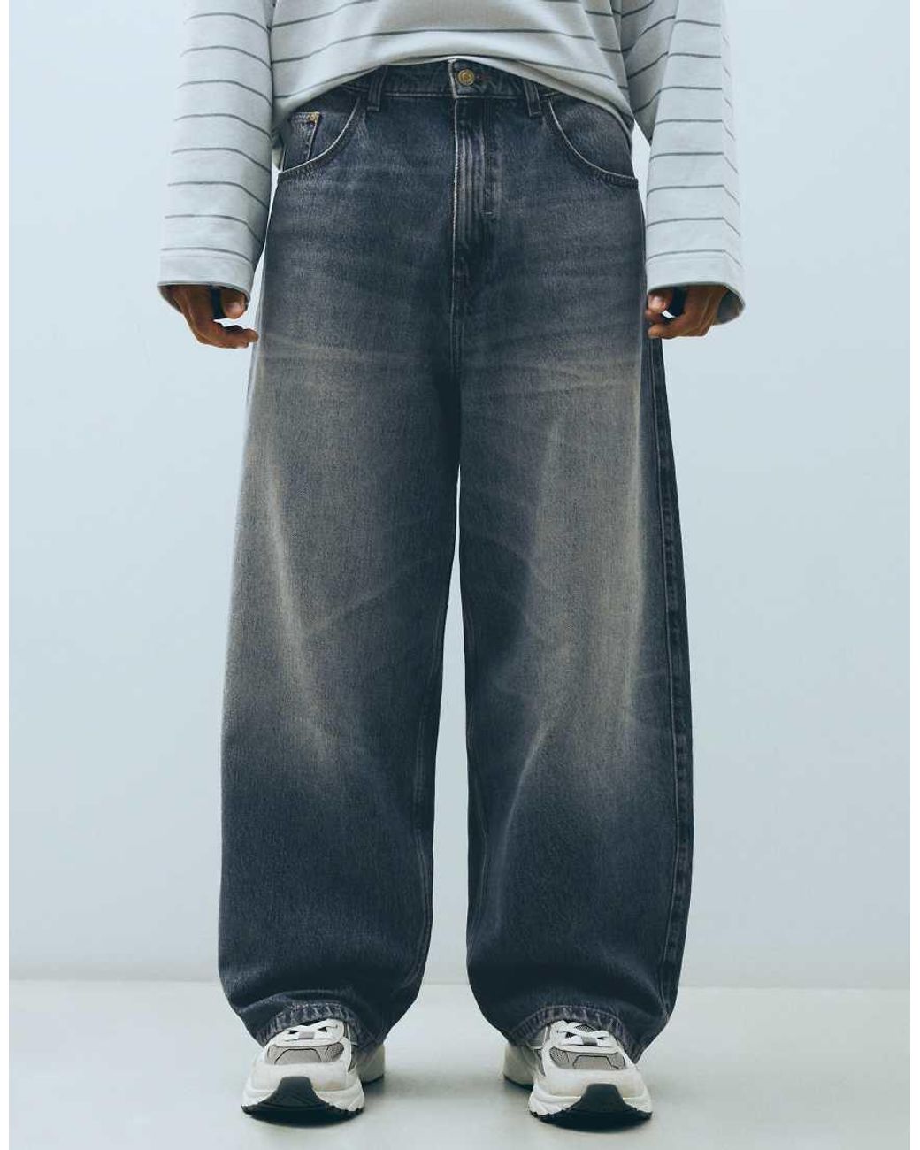 Bershka Blue Tall Super Baggy Jeans for men