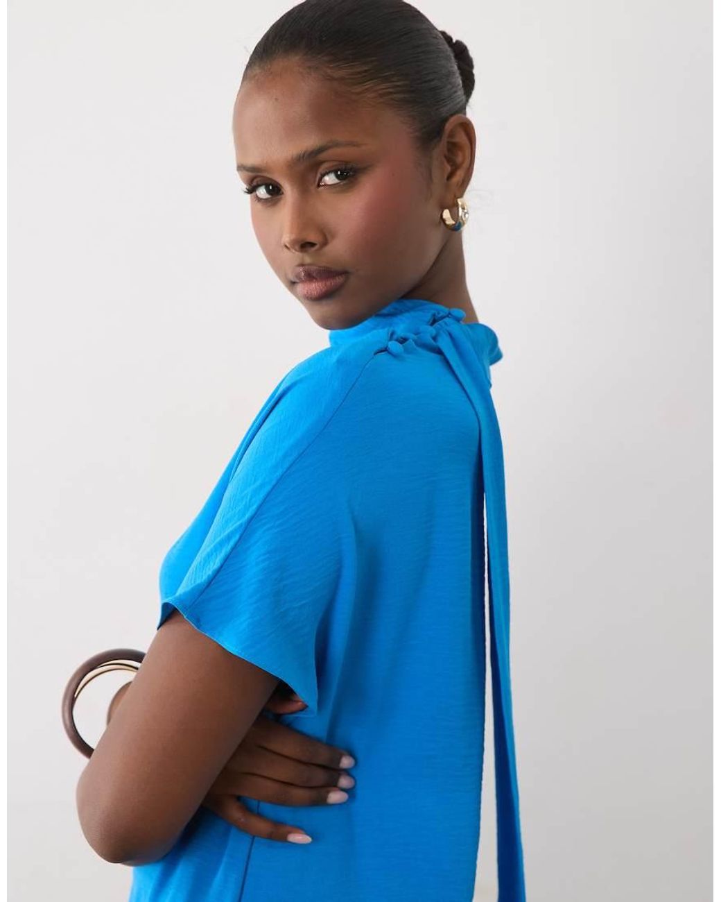 ASOS Blue High Neck Scarf Maxi Dress