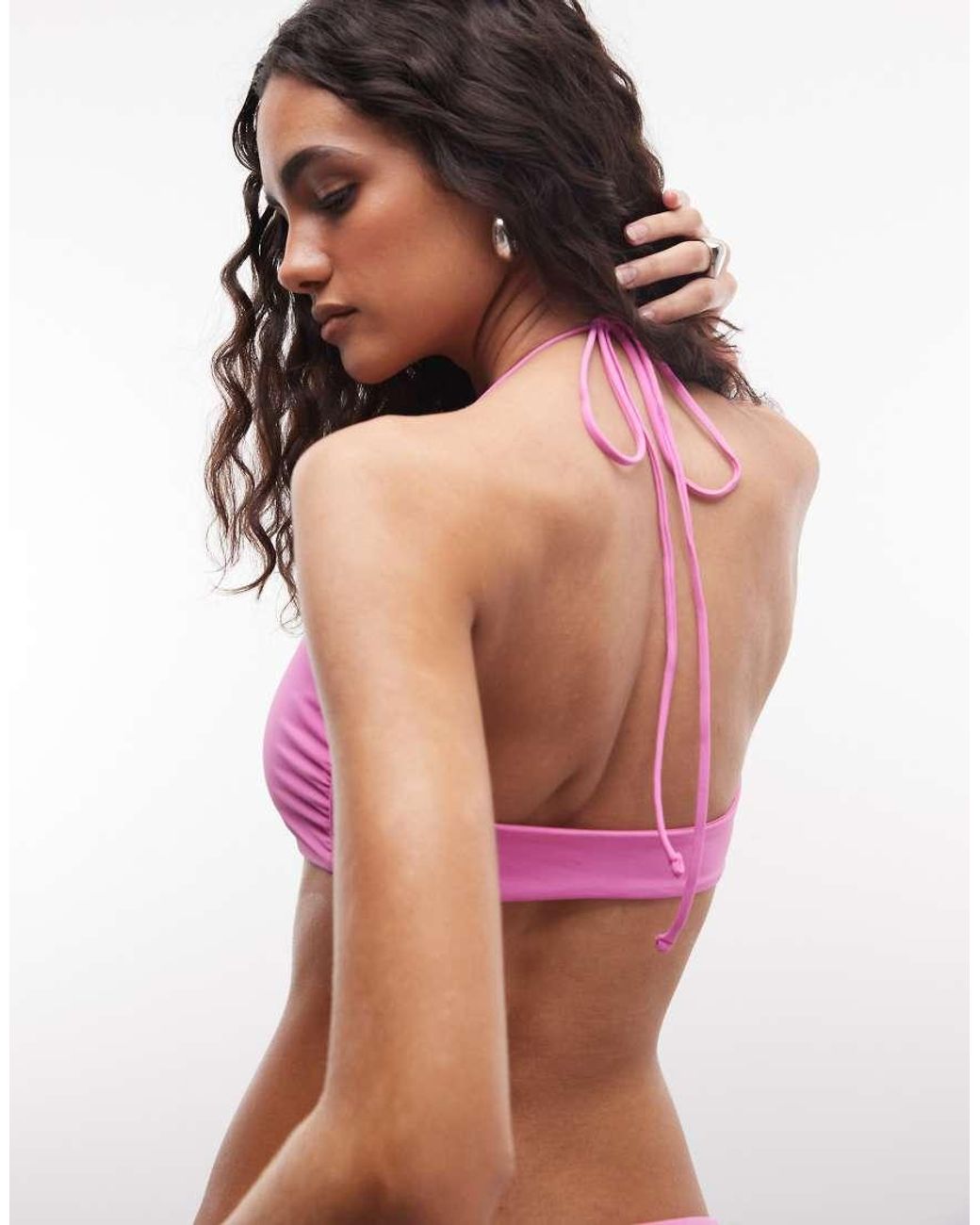Weekday Pink Mix & Match Twist Front Triangle Bikini Top