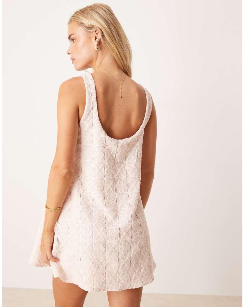 ASOS Pink Asos Design Petite Embroidery Trapeze Mini Dress