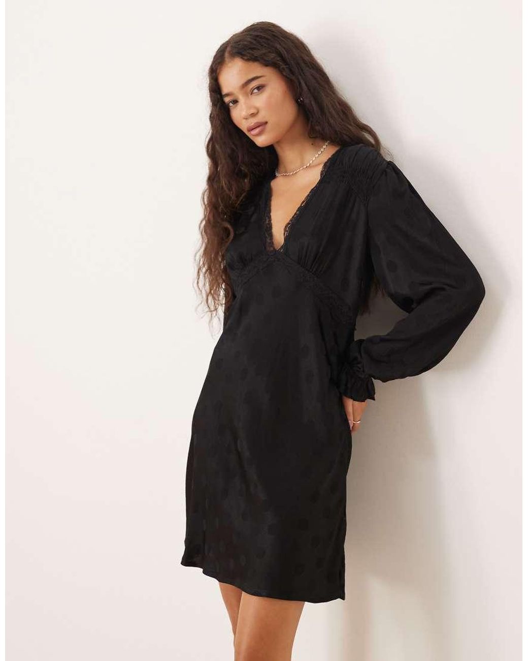 Nobody's Child Black Angela Lace Trim Mini Dress