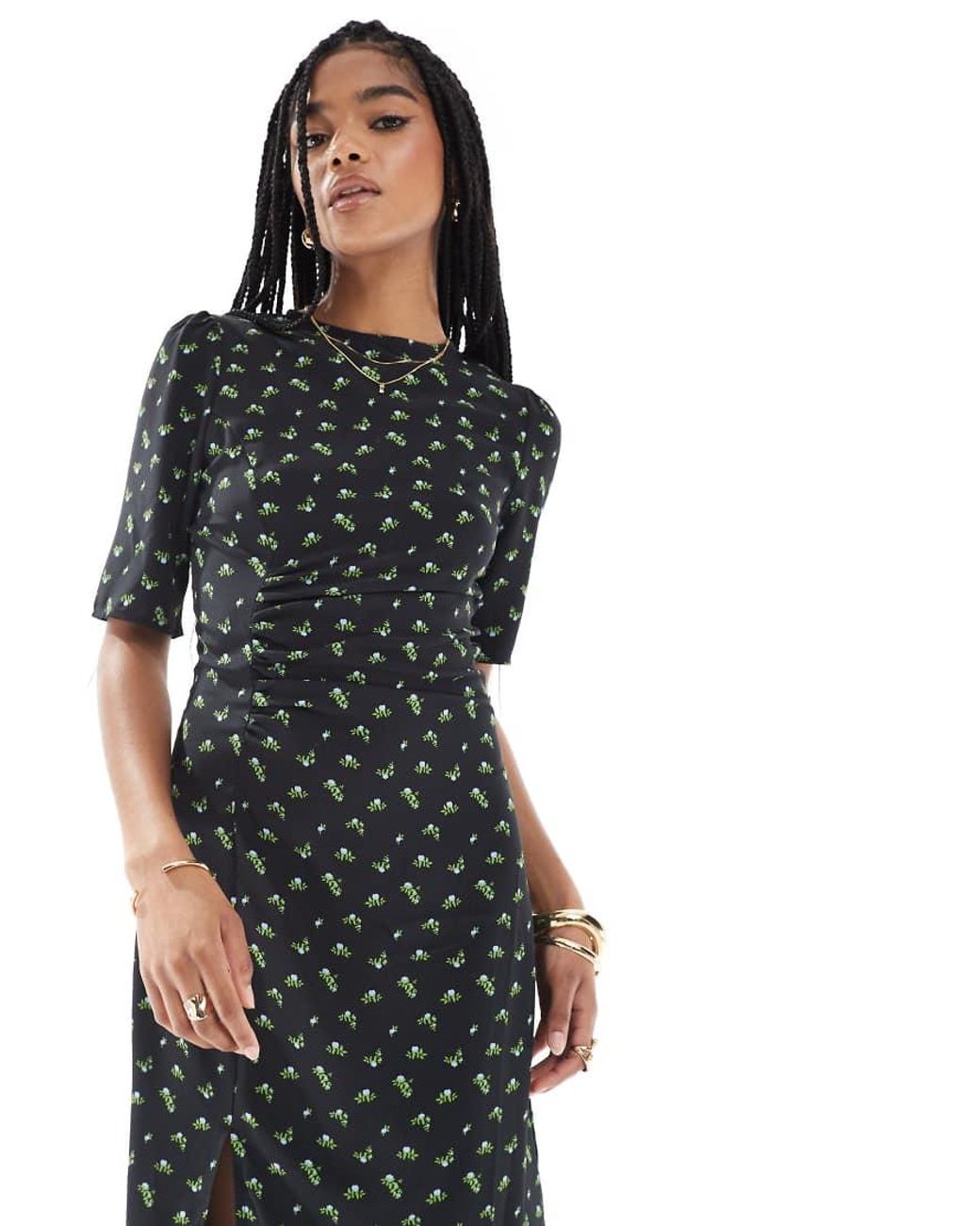 Glamorous Black Crew Neck Midi Dress