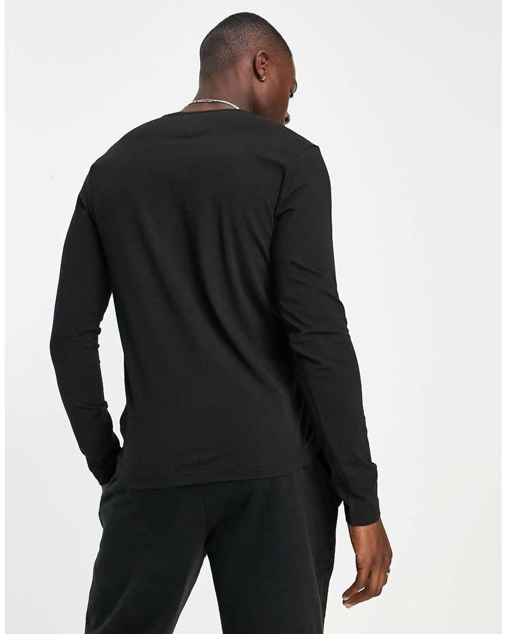Tommy Hilfiger Black Cotton Icon Logo Stretch Slim Fit Long Sleeve Top for men