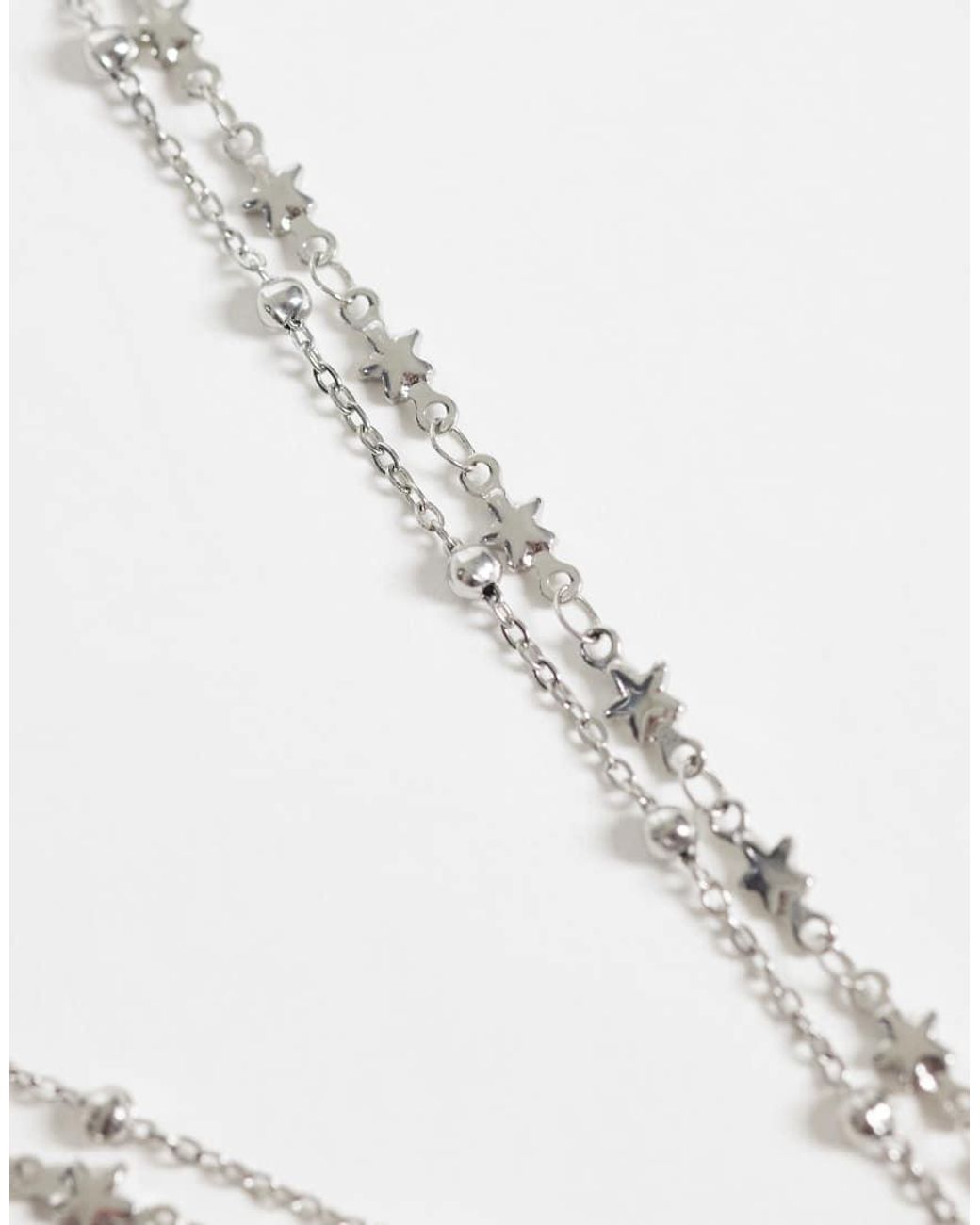 Reclaimed Vintage White 2 Row Star Chain Necklace