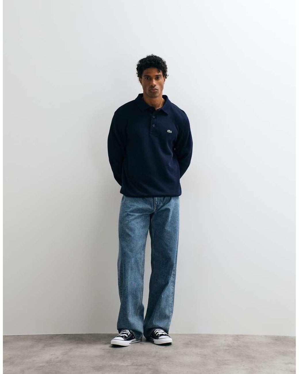 Lacoste Blue Collared Rib Polo for men