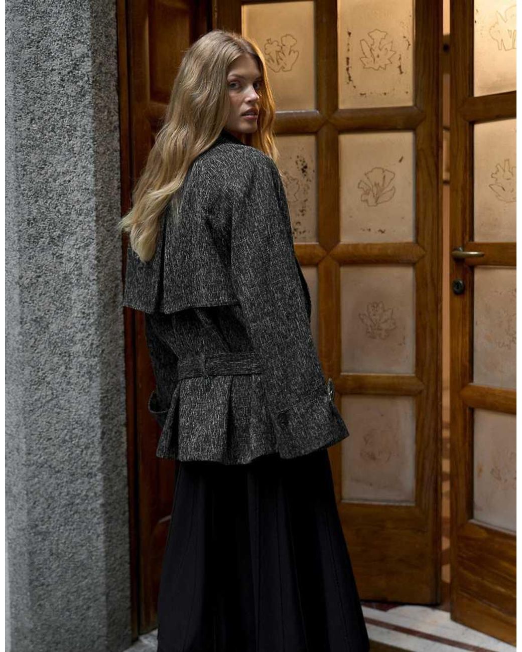 NA-KD Black Soft Midi Trenchcoat