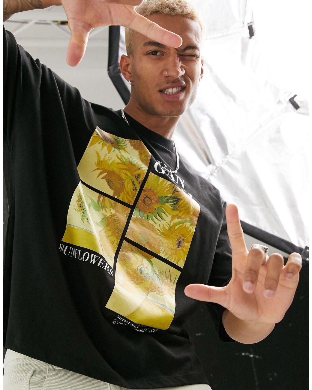 ASOS Vincent Van Gogh Sunflower Oversized T shirt in Black for Men Lyst