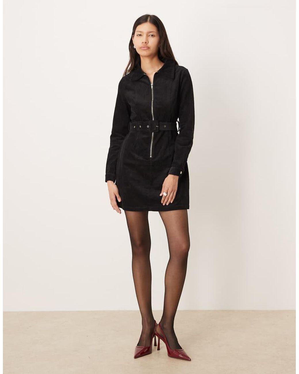 Glamorous Black Zipper Front Mini Dress