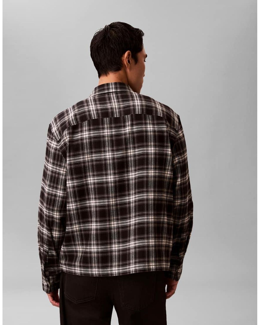 Calvin Klein Black Boxy Fit Check Shirt for men