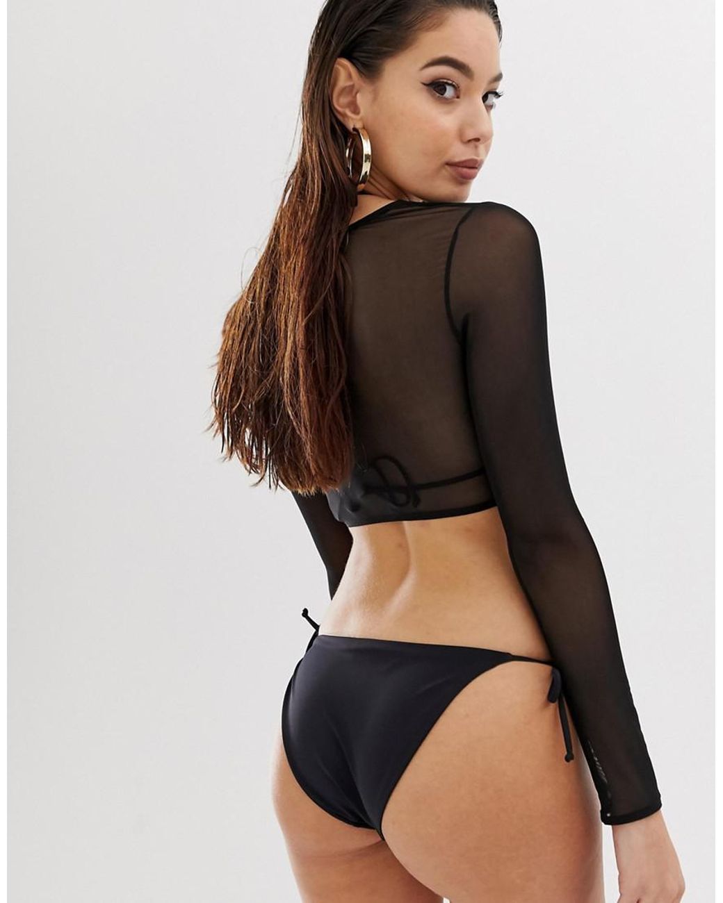 Long sleeve mesh bathing suit top hotsell