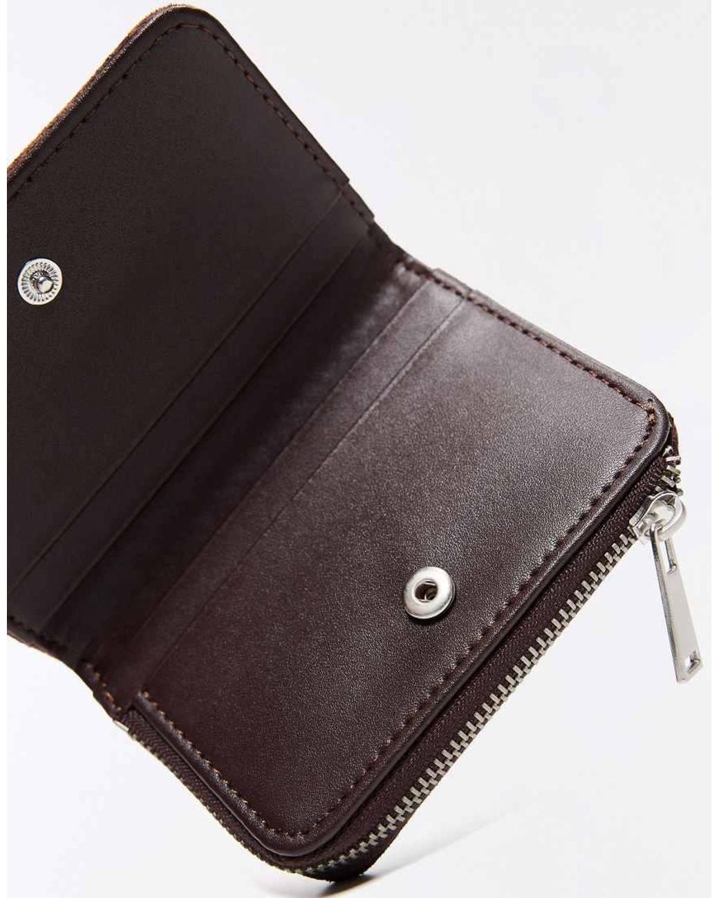 Bershka White Animal Print Coin Purse With Studs