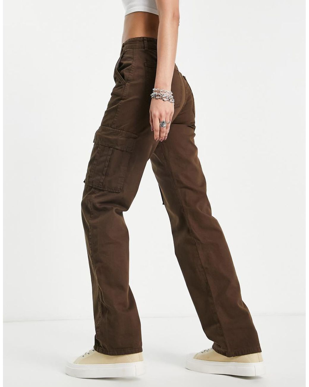 Stradivarius Brown Tall Straight Leg Cargo Trouser