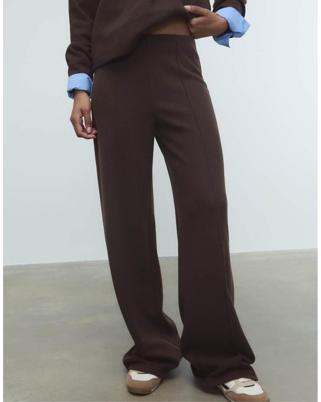 Stradivarius Blue Tall Knit Trousers With Seam Detail