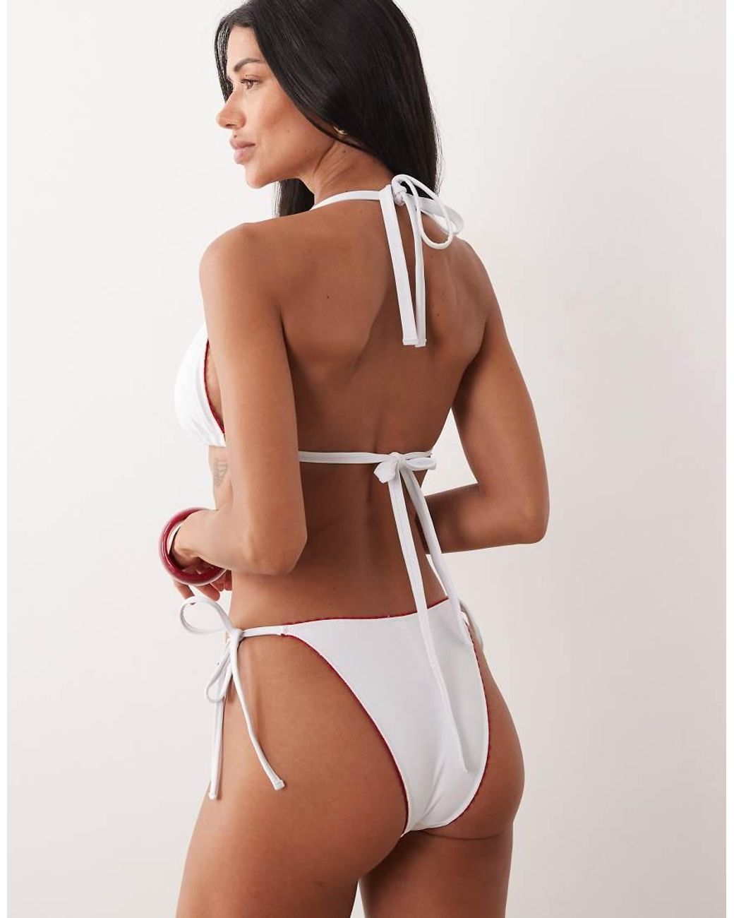 Peek & Beau Brown Tieside Bikini Bottom With Frill Trim