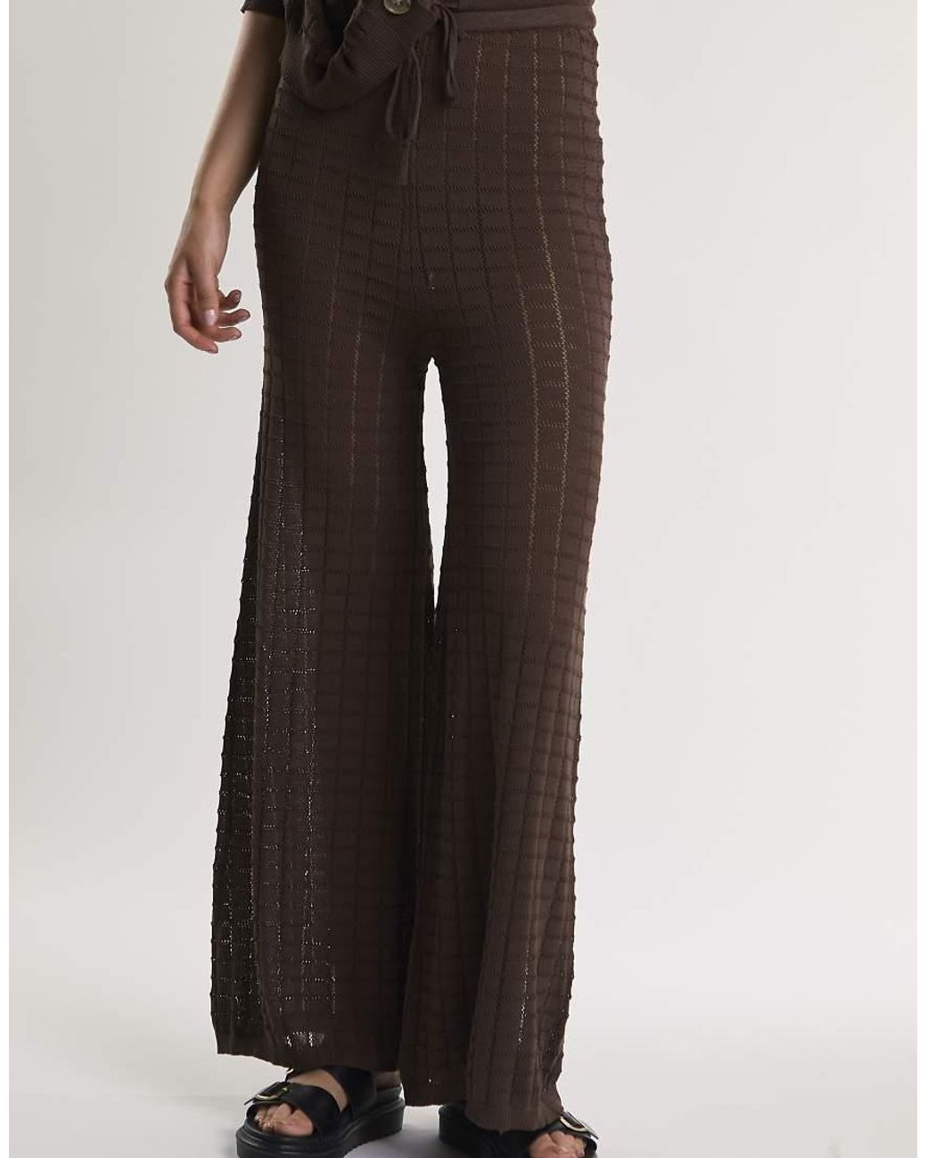 Glamorous White Flared Knit Trousers