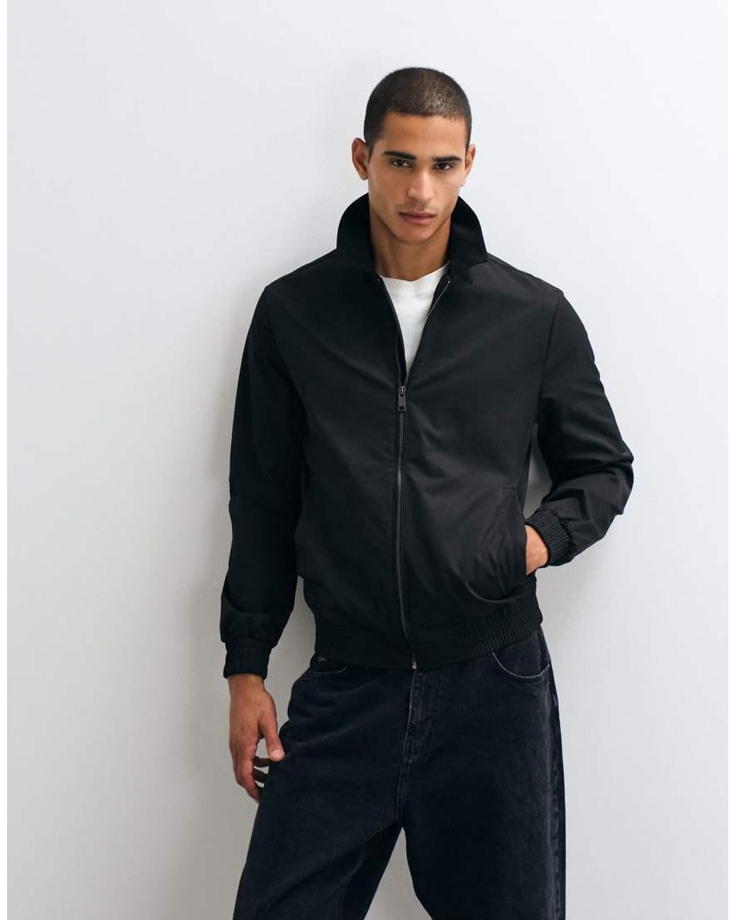 Threadbare Black Shower Proof Zip Thru Jacket for men
