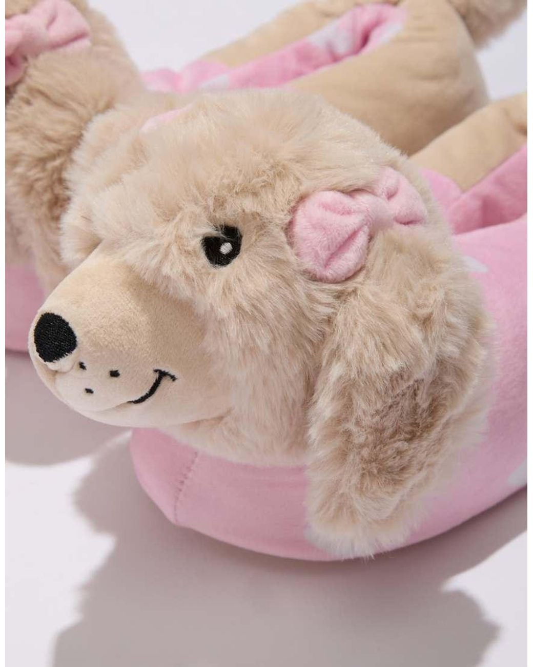 Boux Avenue Pink Sausage Dog Plush Novelty Slippers Super Soft Loungewear