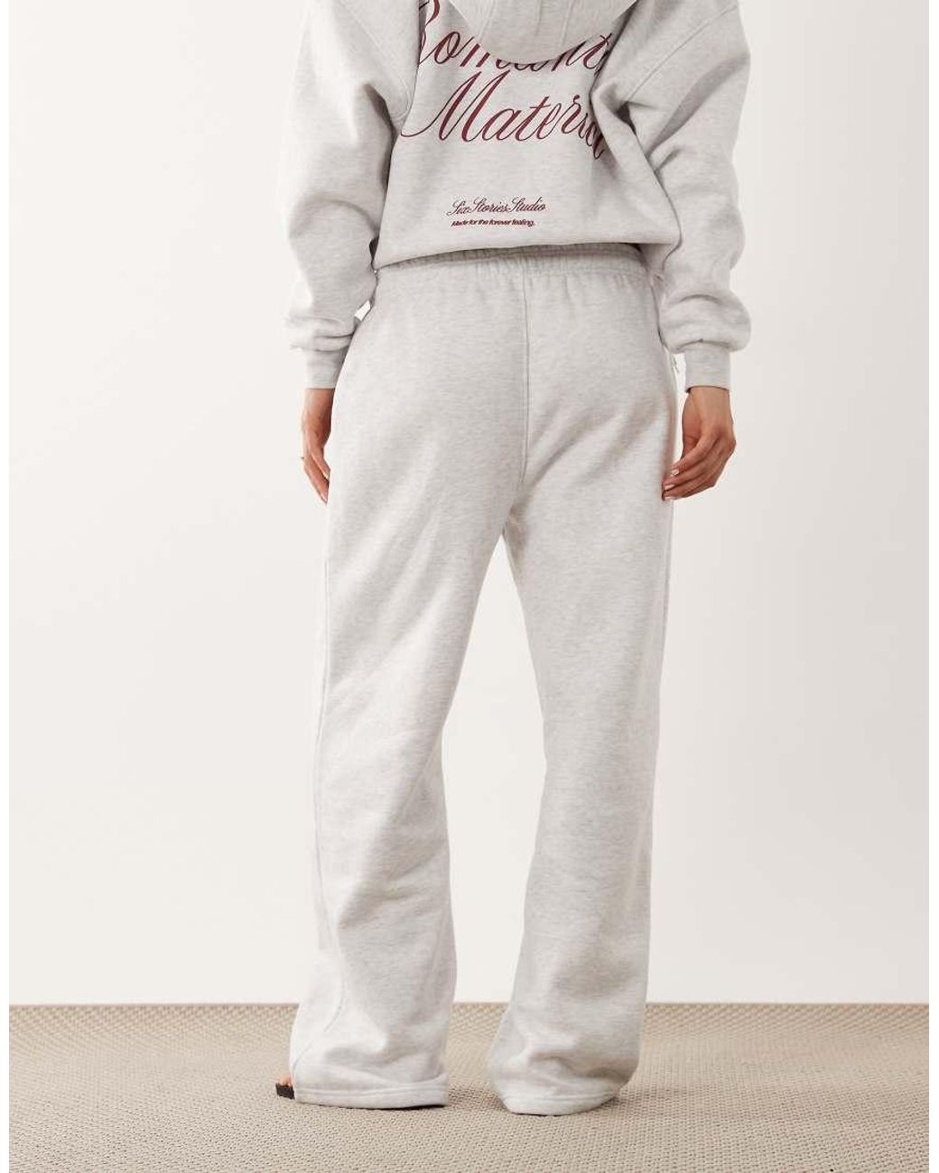 Six Stories White 'romantic Material' Jersey Straight Leg Sweatpants