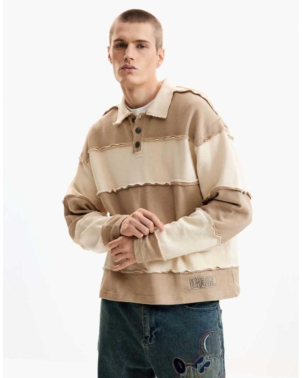 Desigual Natural Striped T-Shirt, Cotton for men