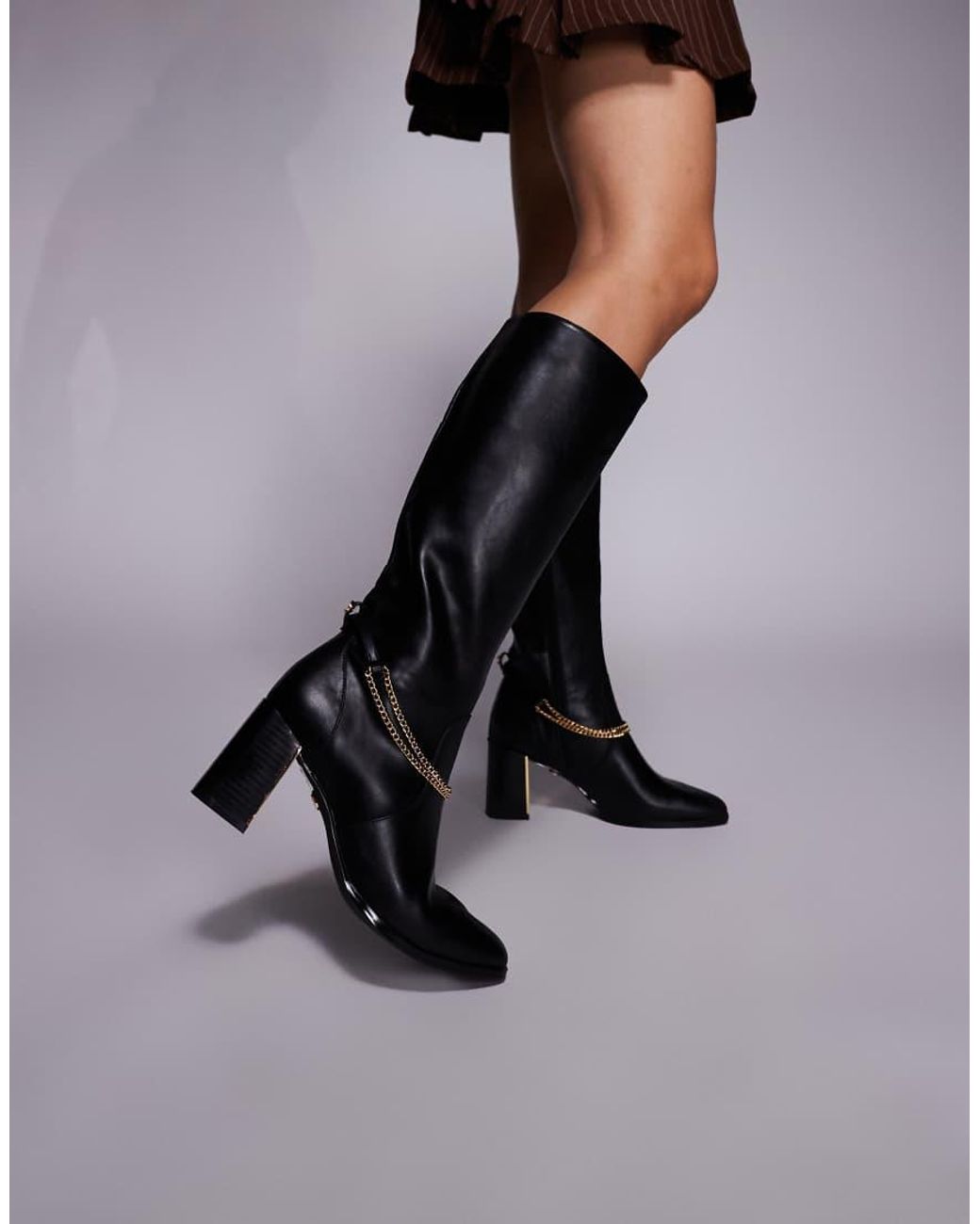 Forever New Black Slouchy Knee High Boot With Chain