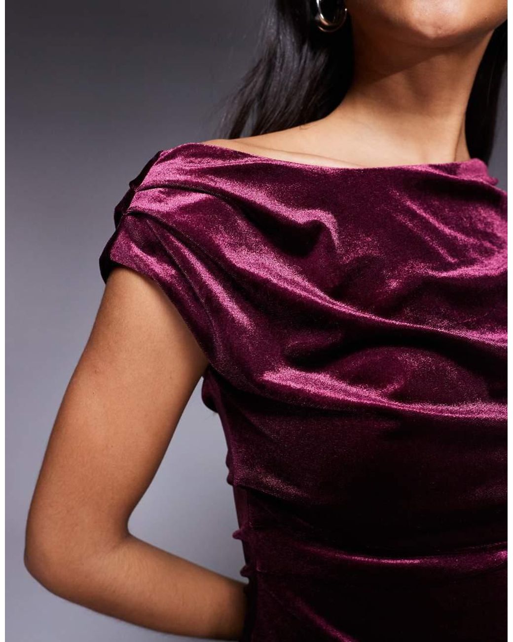 New Look Red Velvet Fallen Shoulder Top