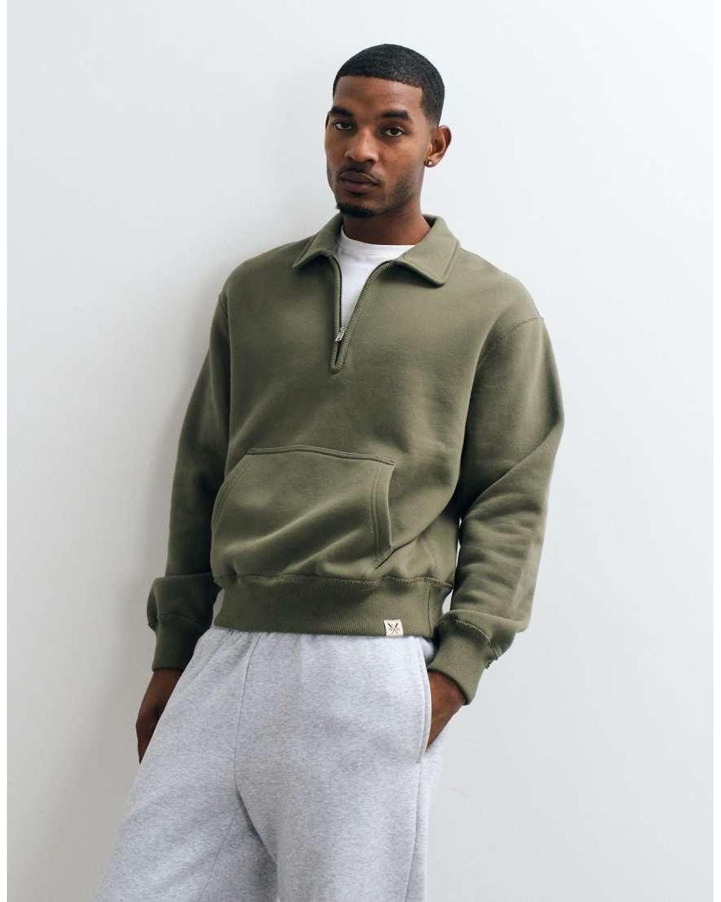 Abercrombie & Fitch Green 1/4 Zip Sweatshirt for men