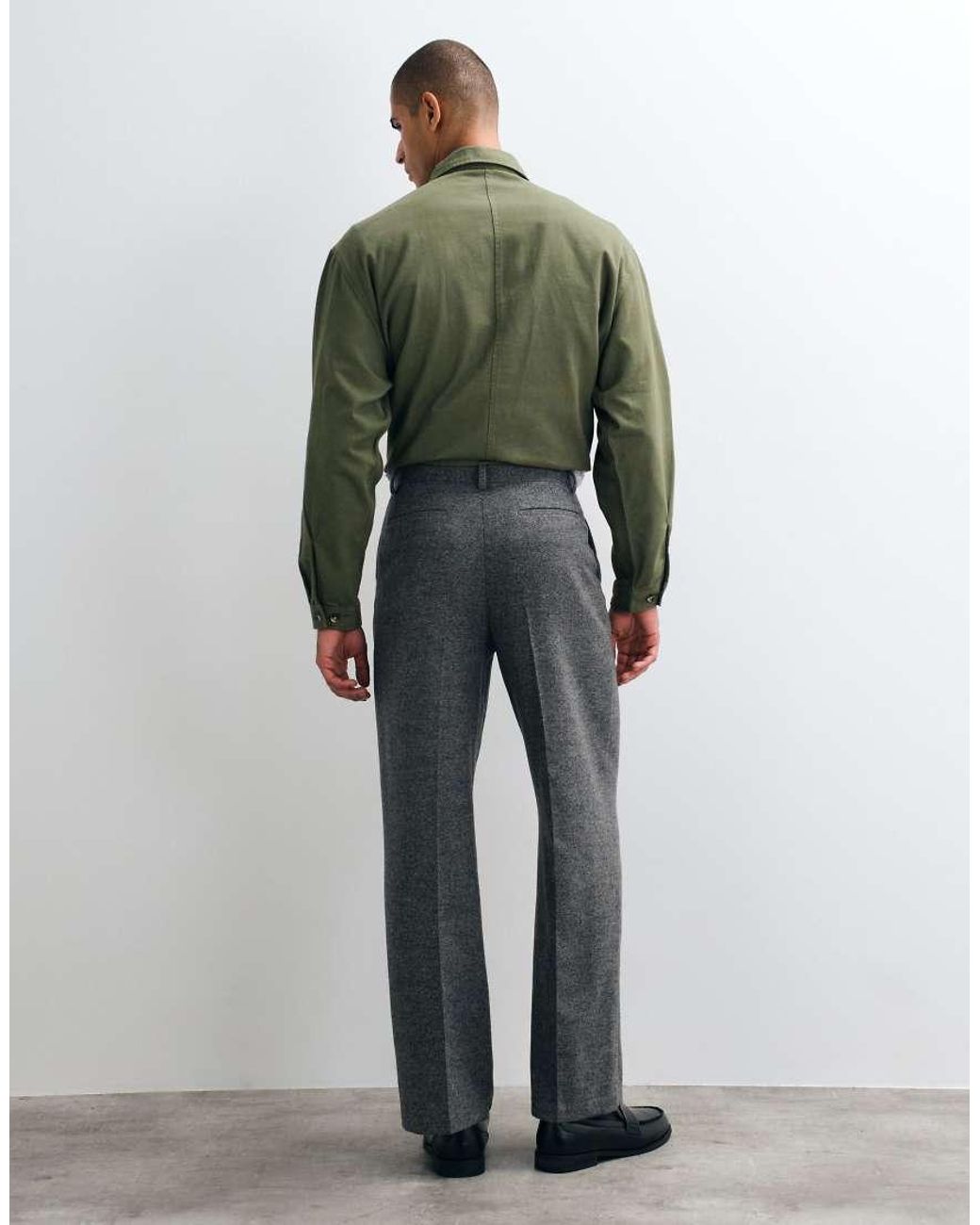 ASOS Blue Tailored Wide Leg Trousers With Wool for men