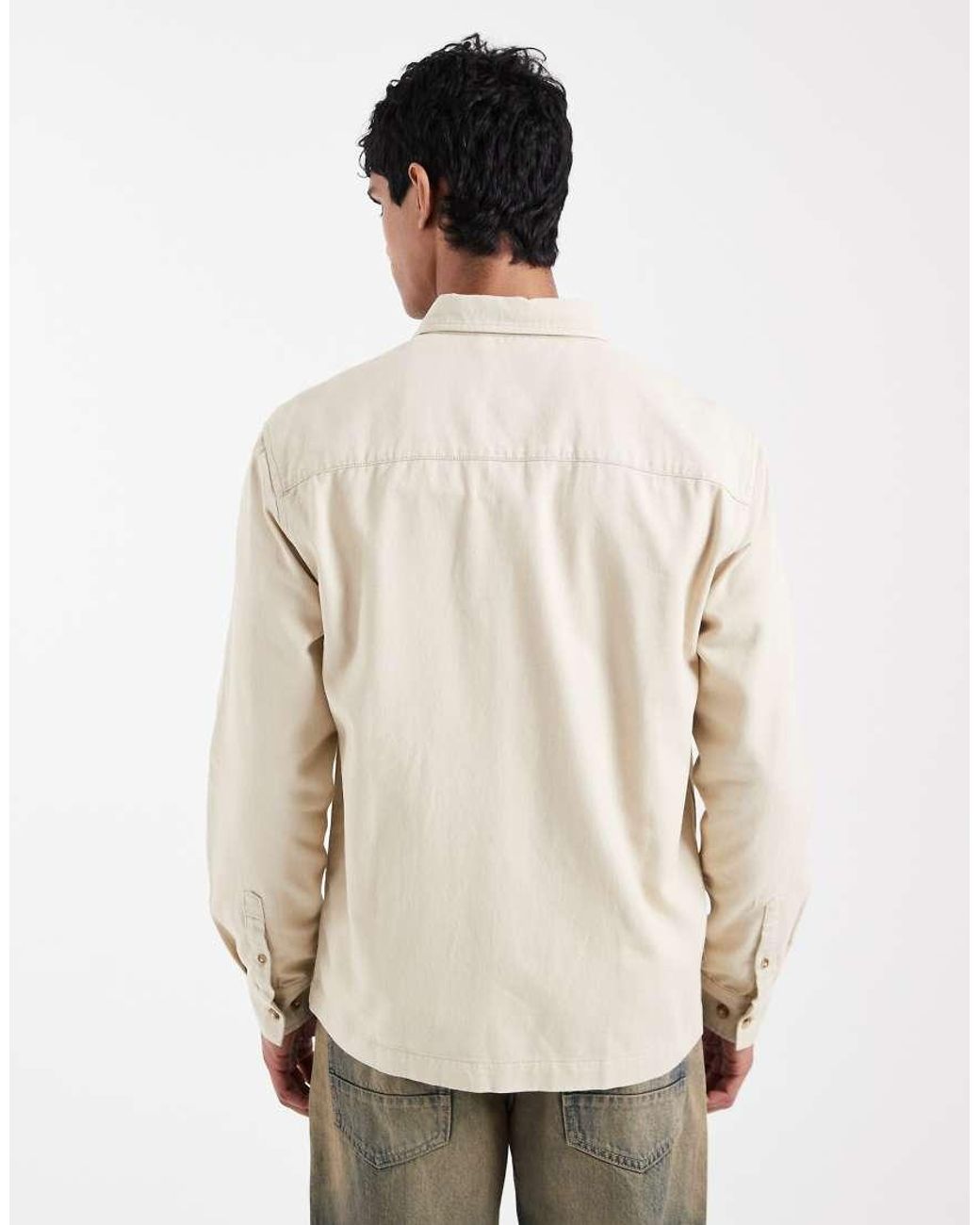 ASOS Natural Overshirt With Workwear Badging for men