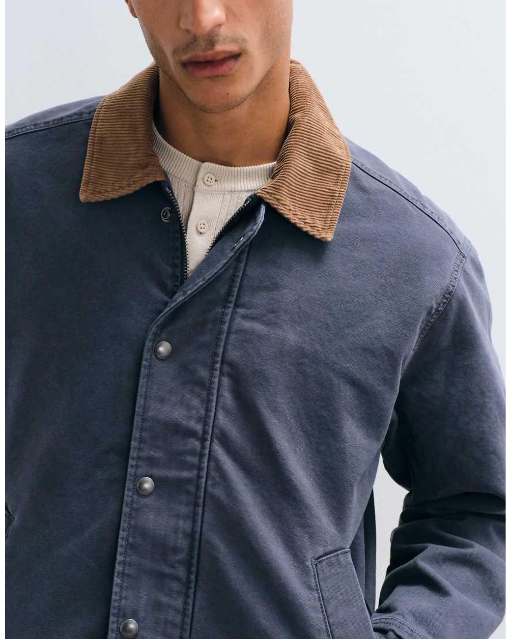 Abercrombie & Fitch Blue Zip Up Canvas Worker Jacket for men