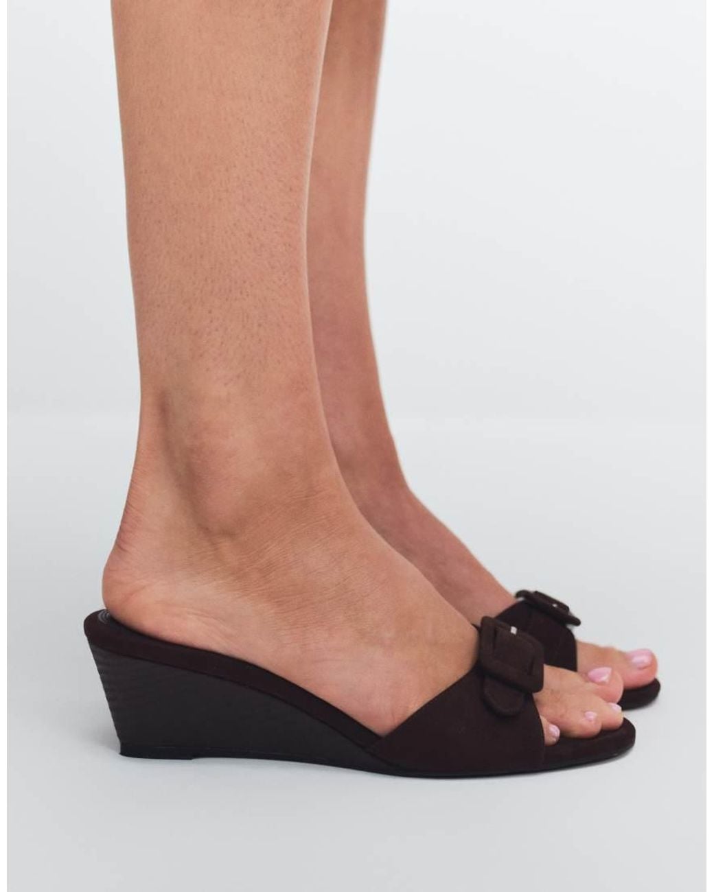 ASOS White Highway Buckle Detail Wedge Sandals