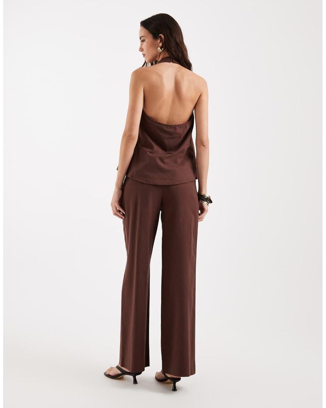 4th & Reckless Purple Linen Blend Tailored Pleat Front Wide Leg Pants