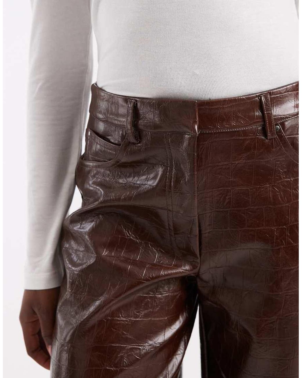 ASOS White Faux Leather Slim Straight Leg Trousers