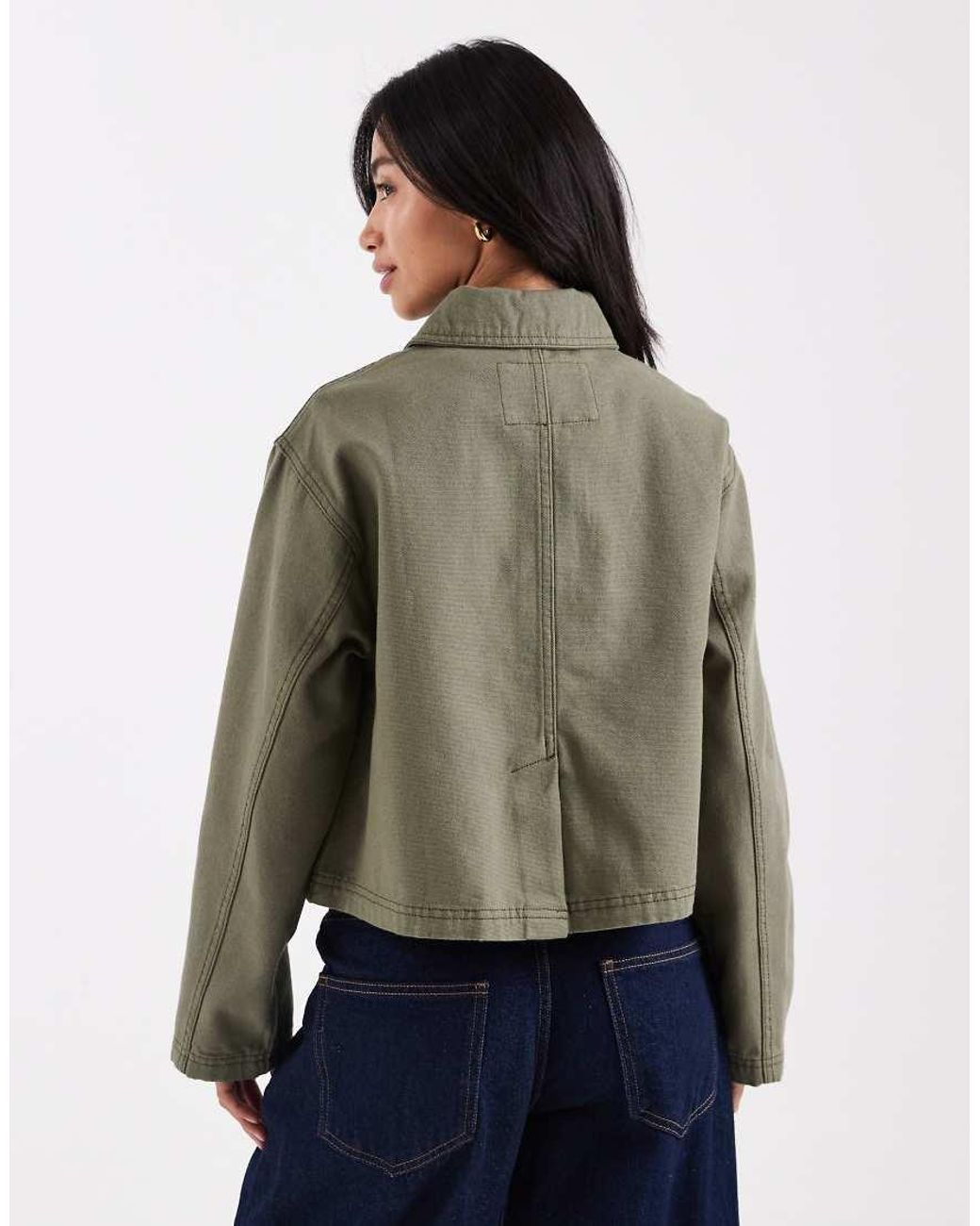 ASOS Green Asos Design Petite Short Cotton Harrington Jacket