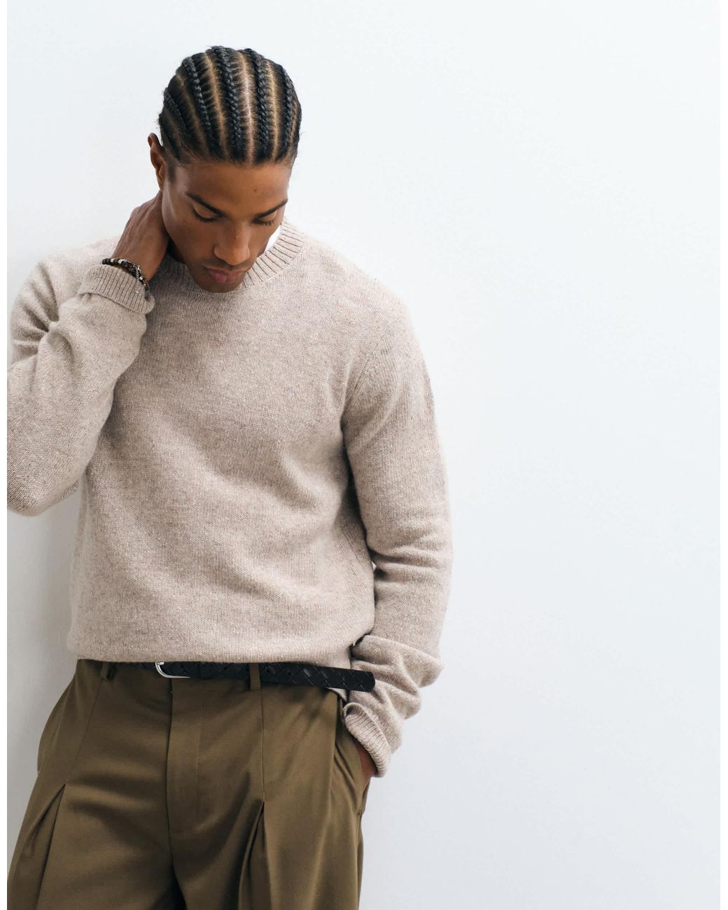 SELECTED Pullover aus wollmix in Natural für Herren