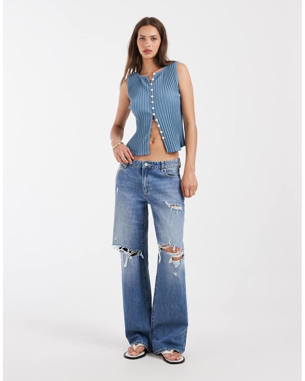 Free People Blue Tilly Button Down Tank Top