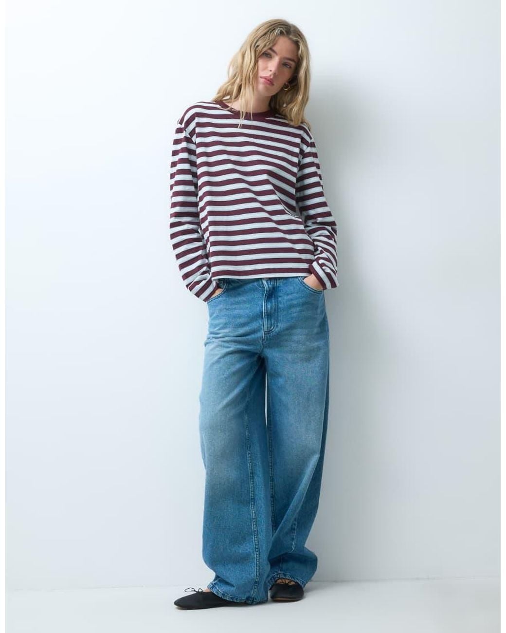JJXX Blue Long Sleeve Boxy T-Shirt