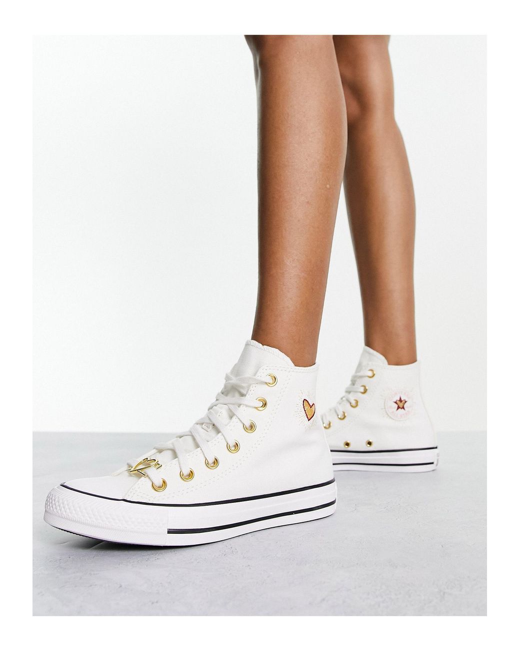 Converse Chuck Taylor All Star Heart Embroidery Sneakers in White for Men |  Lyst