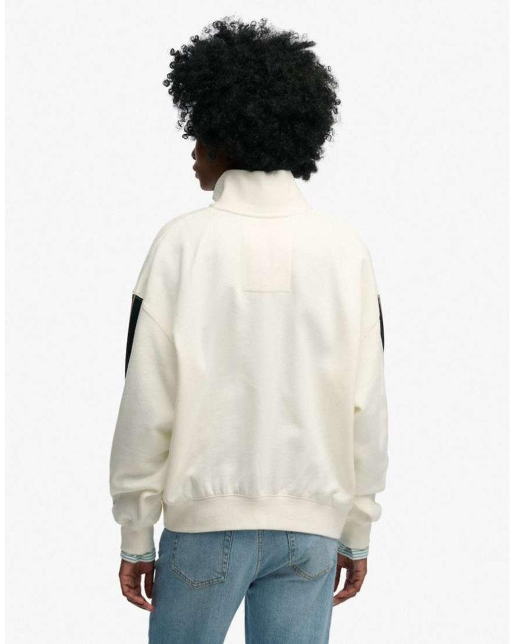 Superdry White Country Club Appliqué Half Zip