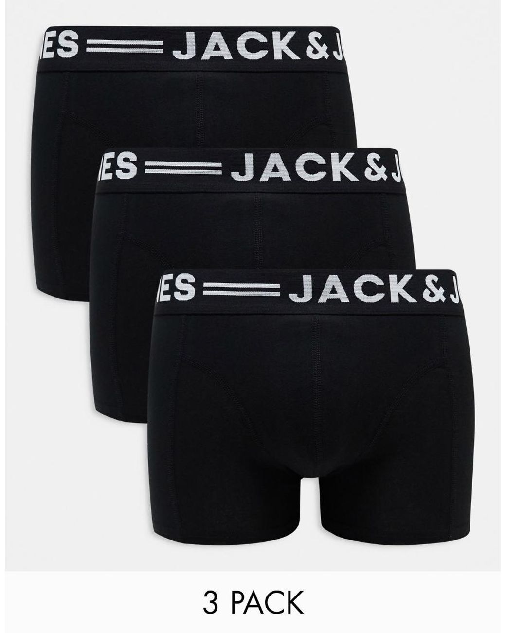 Jack & Jones Black 3 Pack Trunk With Waistband for men