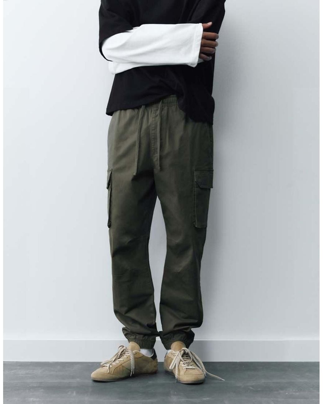 Pull&Bear Green Cargo joggers for men