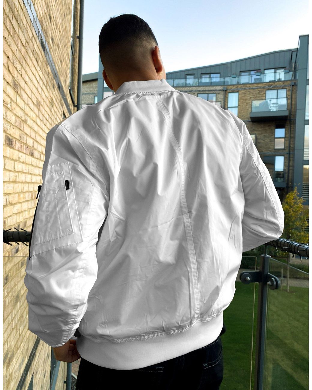 Bershka Bomber Jacket in White for Men | Lyst