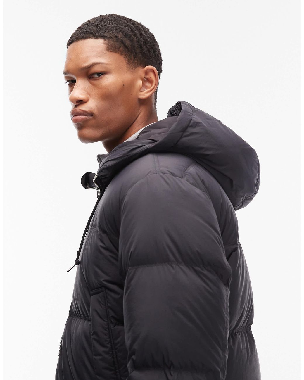 ARKET Gray Down Filled Puffer Jacket With Hood for men